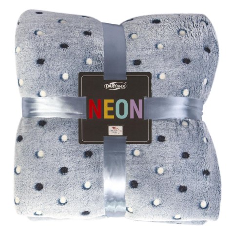 Koc narzuta z mikrofibry 150x200 navy granatowy groszki Neon 240g/m2 Koc narzuta z mikrofibry 150x200 navy granatowy groszki Neon 240g/m2