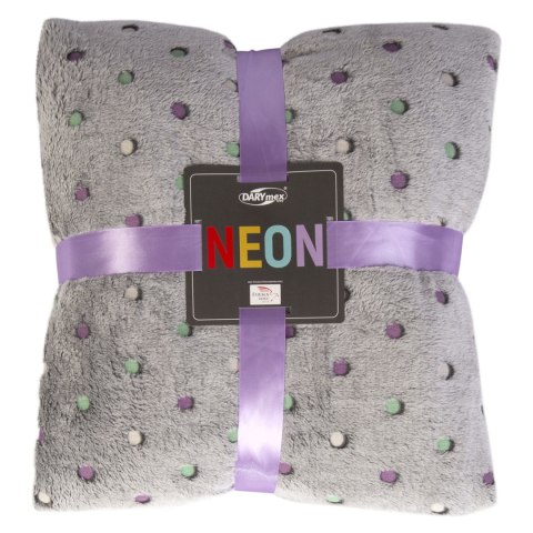 Koc narzuta z mikrofibry 200x220 antracytowy groszki Neon 240g/m2 Koc narzuta z mikrofibry 200x220 antracytowy groszki Neon 240g/m2