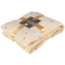 Koc narzuta z mikrofibry 200x220 beżowy groszki Neon 240g/m2