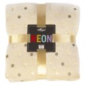 Koc narzuta z mikrofibry 200x220 beżowy groszki Neon 240g/m2