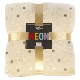 Koc narzuta z mikrofibry 200x220 beżowy groszki Neon 240g/m2