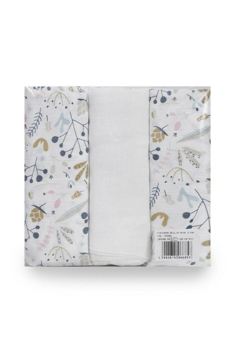 Komplet pieluch muślinowych 3 szt 70x80 2 szt kwiatki 1 szt tetrowa Muslin Komplet pieluch muślinowych 3 szt 70x80 2 szt kwiatki 1 szt tetrowa Muslin