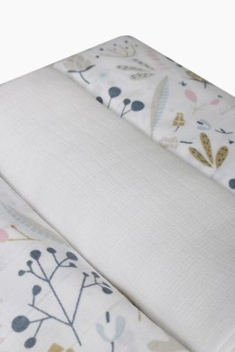 Komplet pieluch muślinowych 3 szt 70x80 2 szt kwiatki 1 szt tetrowa Muslin