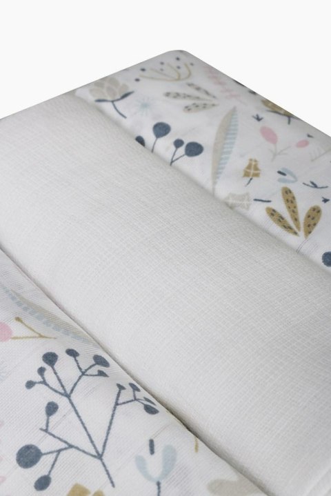 Komplet pieluch muślinowych 3 szt 70x80 2 szt kwiatki 1 szt tetrowa Muslin Komplet pieluch muślinowych 3 szt 70x80 2 szt kwiatki 1 szt tetrowa Muslin