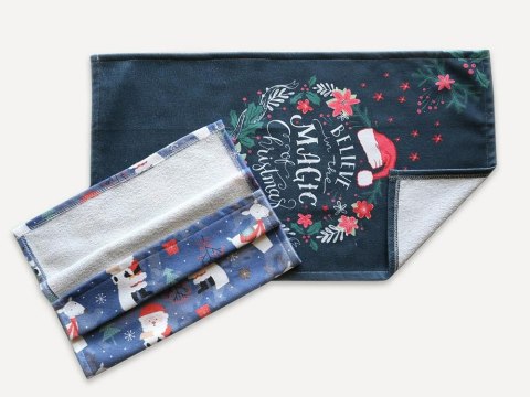 Komplet ścierek kuchennych 2 cz. 38x60 Mikołaje granatowa choinki renifery Christmas 1 Komplet ścierek kuchennych 2 cz. 38x60 Mikołaje granatowa choinki renifery Christmas 1
