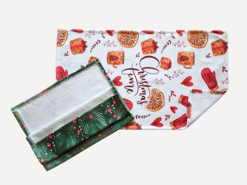 Komplet ścierek kuchennych 2 cz. 38x60 prezenty serduszka jodełka Christmas 2 Komplet ścierek kuchennych 2 cz. 38x60 prezenty serduszka jodełka Christmas 2