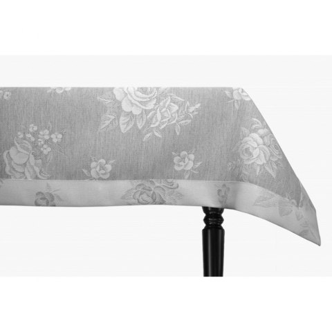 Obrus Anna 40x140 Róża szary 51A plamoodporny żakardowy z podwójną listwą Obrus Anna 40x140 Róża szary 51A plamoodporny żakardowy z podwójną listwą