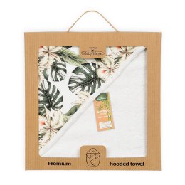 Okrycie kąpielowe 100x100 biały 1 liście Bamboodesign ręcznik z kapturkiem