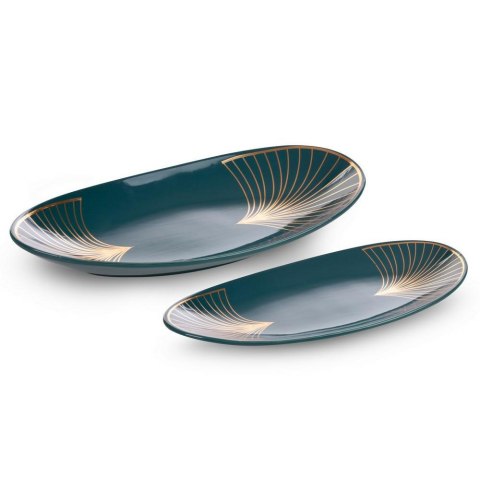Patera ceramiczna Lotos 10 33x16x4 turkusowa złota liście miłorzębu Limited Collection Eurofirany Patera ceramiczna Lotos 10 33x16x4 turkusowa złota liście miłorzębu Limited Collection Eurofirany