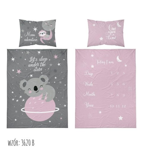 Pościel bawełniana 100x135 Miś 3620 B szara różowa gwiazdy dziecięca Kids 1 Pościel bawełniana 100x135 Miś 3620 B szara różowa gwiazdy dziecięca Kids 1