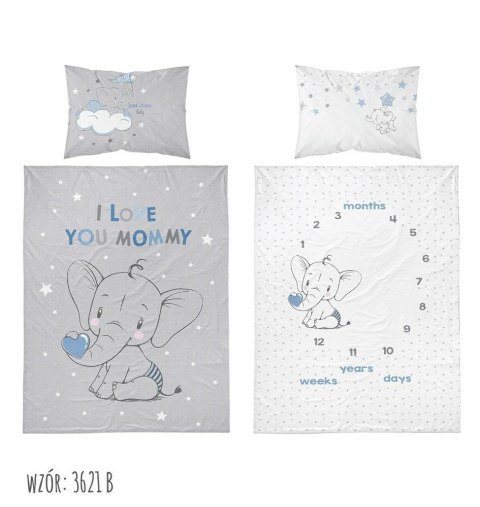 Pościel bawełniana 100x135 Słonik 3621 B mam już tyle lat miesięcy i dni niebieska szara dziecięca Kids 1 Pościel bawełniana 100x135 Słonik 3621 B mam już tyle lat miesięcy i dni niebieska szara dziecięca Kids 1