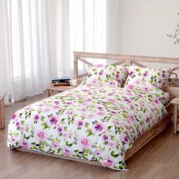 Pościel bawełniana 220x200 Mansion pudrowa różowa zielona kwiaty róże Bawełna 3