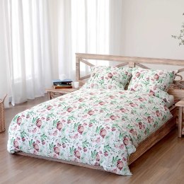 Pościel bawełniana 220x200 Peony light biała bordowa zielona peonie kwiaty Bawełna 3
