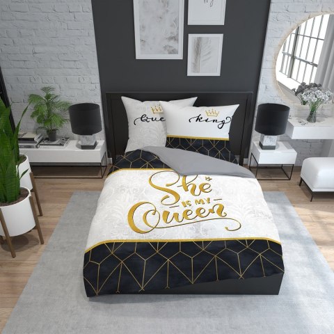 Pościel bawełniana 220x200 She is my Queen biała czarna geometria glamour 3747 A Holland Home 71 Pościel bawełniana 220x200 She is my Queen biała czarna geometria glamour 3747 A Holland Home 71