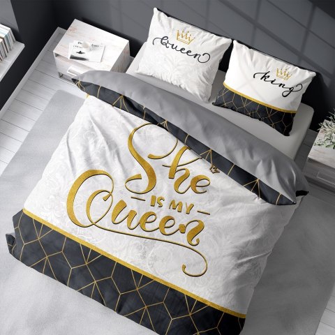Pościel bawełniana 220x200 She is my Queen biała czarna geometria glamour 3747 A Holland Home 71 Pościel bawełniana 220x200 She is my Queen biała czarna geometria glamour 3747 A Holland Home 71