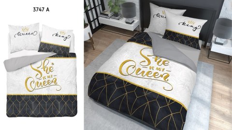 Pościel bawełniana 220x200 She is my Queen biała czarna geometria glamour 3747 A Holland Home 71 Pościel bawełniana 220x200 She is my Queen biała czarna geometria glamour 3747 A Holland Home 71