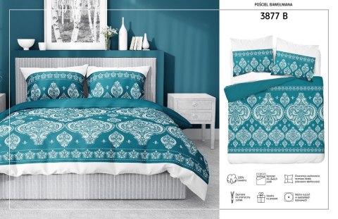 Pościel bawełniana 220x200 ornamenty 3877 B turkusowa glamour Bawełna 4 Pościel bawełniana 220x200 ornamenty 3877 B turkusowa glamour Bawełna 4