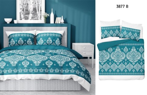 Pościel bawełniana 220x200 ornamenty 3877 B turkusowa glamour Bawełna 4 Pościel bawełniana 220x200 ornamenty 3877 B turkusowa glamour Bawełna 4