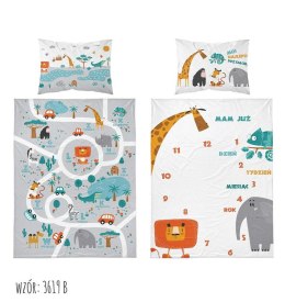 Pościel bawełniana 90x120 Zwierzaki 3619 B mam już tyle lat miesięcy i dni szara biała dziecięca Kids 1