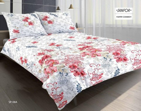 Pościel satynowa 140x200 chińska kwiatki biała szara 08A Premium Pościel satynowa 140x200 chińska kwiatki biała szara 08A Premium