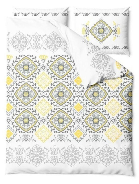 Pościel satynowa 160x200 Sunshine Glamour biała żółta szara ornamenty orientalna Home Satin 1 Pościel satynowa 160x200 Sunshine Glamour biała żółta szara ornamenty orientalna Home Satin 1