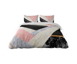 Pościel satynowa 160x200 geometria kremowa pudrowa czarna Prestige 1