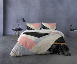 Pościel satynowa 160x200 geometria kremowa pudrowa czarna Prestige 1