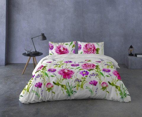 Pościel satynowa 160x200 kwiaty biała różowa Prestige 1 Pościel satynowa 160x200 kwiaty biała różowa Prestige 1