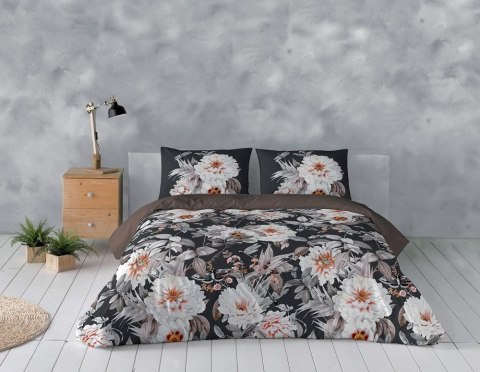 Pościel satynowa 160x200 kwiaty czarna brązowa biała Prestige 1 Pościel satynowa 160x200 kwiaty czarna brązowa biała Prestige 1