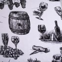 Prześcieradło bawełniane z gumką 90x200 Wino 0264 beczki białe czarne Prześcieradło bawełniane z gumką 90x200 Wino 0264 beczki białe czarne