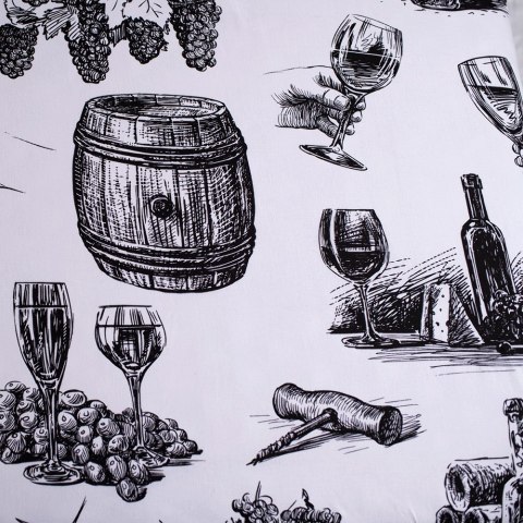 Prześcieradło bawełniane z gumką 90x200 Wino 0264 beczki białe czarne Prześcieradło bawełniane z gumką 90x200 Wino 0264 beczki białe czarne