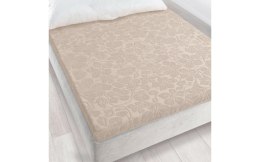 Prześcieradło frotte bez gumki 150x205 Tulipan Sepia beżowe 5908 żakardowe