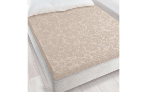 Prześcieradło frotte bez gumki 150x205 Tulipan Sepia beżowe 5908 żakardowe Prześcieradło frotte bez gumki 150x205 Tulipan Sepia beżowe 5908 żakardowe