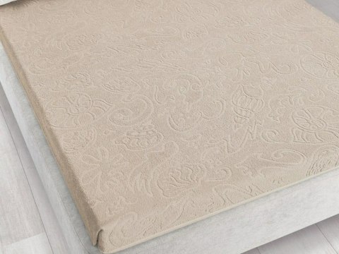 Prześcieradło frotte bez gumki 175x220 Tulipan Sepia beżowe 5908 żakardowe Prześcieradło frotte bez gumki 175x220 Tulipan Sepia beżowe 5908 żakardowe