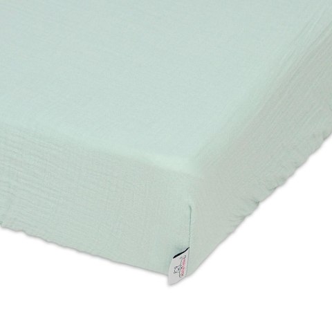 Prześcieradło muślinowe z gumką 70x140 miętowe 33 Muslin Prześcieradło muślinowe z gumką 70x140 miętowe 33 Muslin