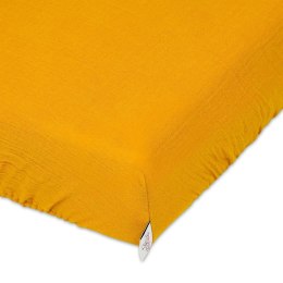 Prześcieradło muślinowe z gumką 70x140 musztardowe 6 Muslin