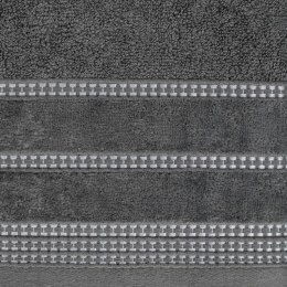 Ręcznik 30x50 Amanda grafitowy z ozdobną welurową bordiurą w pasy frotte 500 g/m2 Eurofirany