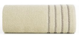 Ręcznik 30x50 Jasper beżowy szybkoschnący z ozdobną bordiurą w pasy 380g/m2 frotte Eurofirany