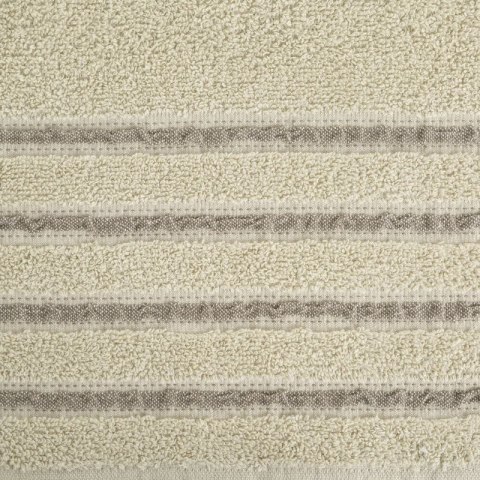 Ręcznik 30x50 Jasper beżowy szybkoschnący z ozdobną bordiurą w pasy 380g/m2 frotte Eurofirany Ręcznik 30x50 Jasper beżowy szybkoschnący z ozdobną bordiurą w pasy 380g/m2 frotte Eurofirany