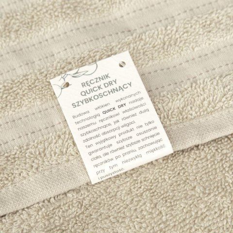 Ręcznik 30x50 Jasper beżowy szybkoschnący z ozdobną bordiurą w pasy 380g/m2 frotte Eurofirany Ręcznik 30x50 Jasper beżowy szybkoschnący z ozdobną bordiurą w pasy 380g/m2 frotte Eurofirany
