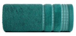 Ręcznik 50x90 Amanda turkusowy ciemny z ozdobną welurową bordiurą w pasy frotte 500 g/m2 Eurofirany