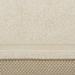 Ręcznik 50x90 Kinga beżowy z ozdobną bordiurą w pasy 485g/m2 frotte Eurofirany