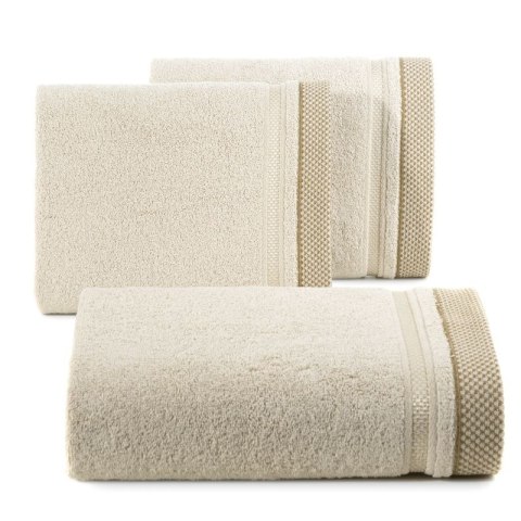 Ręcznik 50x90 Kinga beżowy z ozdobną bordiurą w pasy 485g/m2 frotte Eurofirany Ręcznik 50x90 Kinga beżowy z ozdobną bordiurą w pasy 485g/m2 frotte Eurofirany