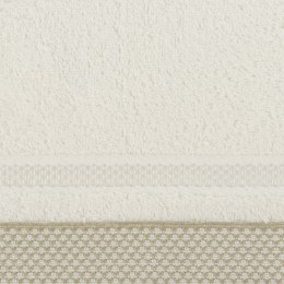 Ręcznik 50x90 Kinga kremowy z ozdobną bordiurą w pasy 485g/m2 frotte Eurofirany