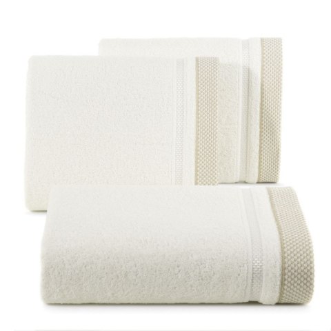 Ręcznik 50x90 Kinga kremowy z ozdobną bordiurą w pasy 485g/m2 frotte Eurofirany Ręcznik 50x90 Kinga kremowy z ozdobną bordiurą w pasy 485g/m2 frotte Eurofirany