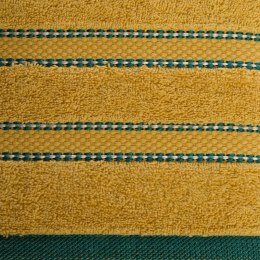 Ręcznik 50x90 Kristi musztardowy z ozdobną bordiurą w pasy frotte 500g/m2 Eurofirany