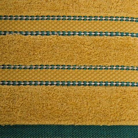Ręcznik 50x90 Kristi musztardowy z ozdobną bordiurą w pasy frotte 500g/m2 Eurofirany Ręcznik 50x90 Kristi musztardowy z ozdobną bordiurą w pasy frotte 500g/m2 Eurofirany