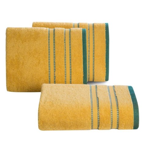 Ręcznik 50x90 Kristi musztardowy z ozdobną bordiurą w pasy frotte 500g/m2 Eurofirany Ręcznik 50x90 Kristi musztardowy z ozdobną bordiurą w pasy frotte 500g/m2 Eurofirany