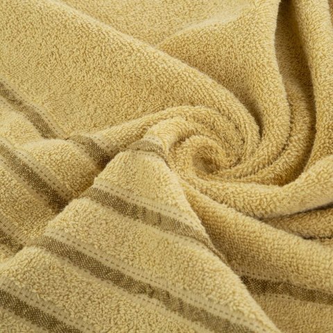 Ręcznik 70x140 Jasper miodowy szybkoschnący z ozdobną bordiurą w pasy 380g/m2 frotte Eurofirany Ręcznik 70x140 Jasper miodowy szybkoschnący z ozdobną bordiurą w pasy 380g/m2 frotte Eurofirany