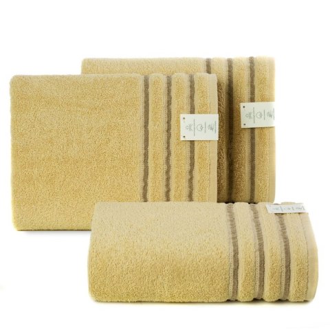 Ręcznik 70x140 Jasper miodowy szybkoschnący z ozdobną bordiurą w pasy 380g/m2 frotte Eurofirany Ręcznik 70x140 Jasper miodowy szybkoschnący z ozdobną bordiurą w pasy 380g/m2 frotte Eurofirany